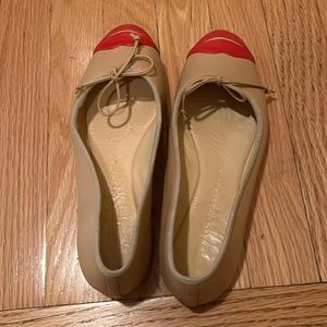 Charlotte Olympia Girls "INCY KISS ME DARCY" Beige Leather Ballet Flats Sz 38
